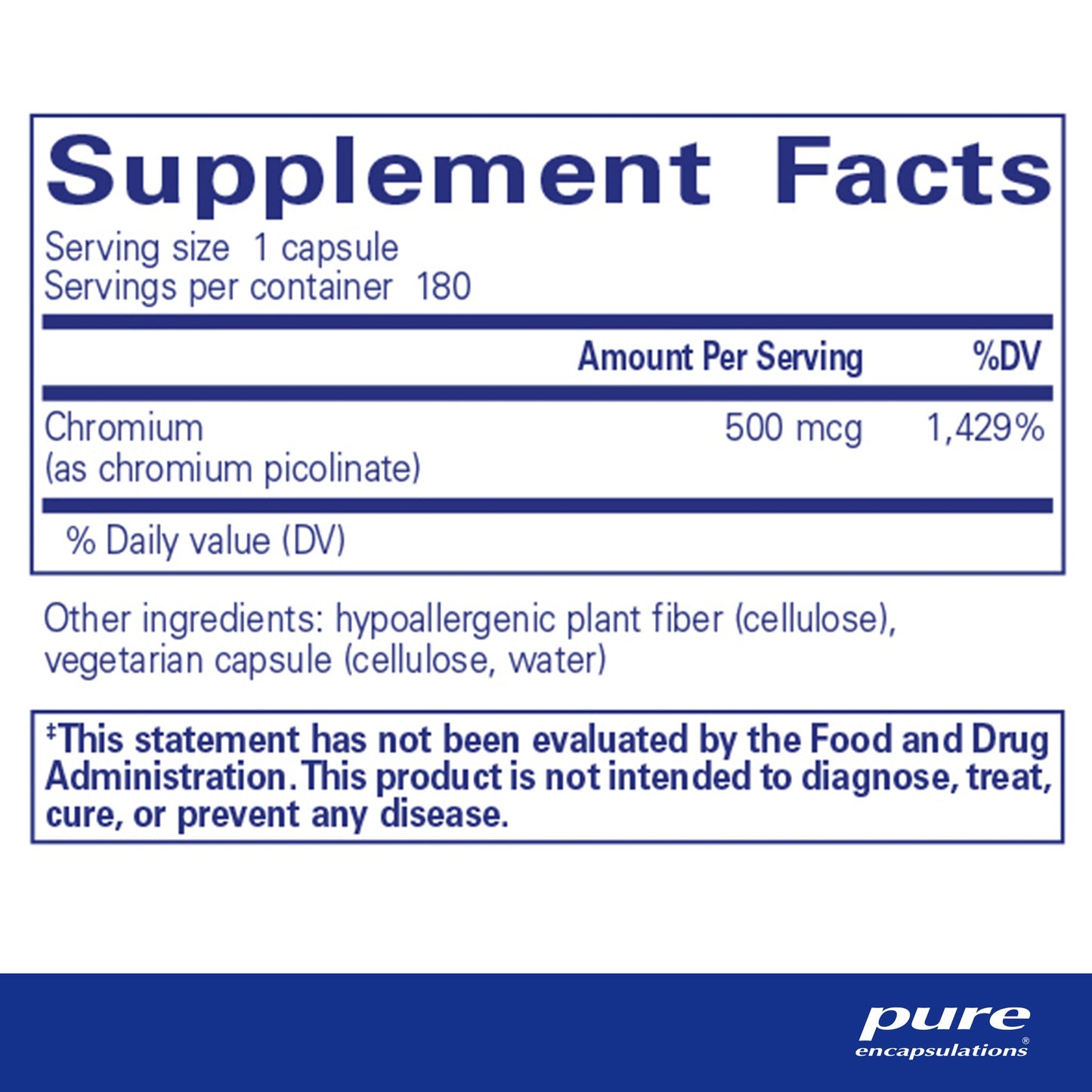 Chromium (picolinate) 500 mcg.