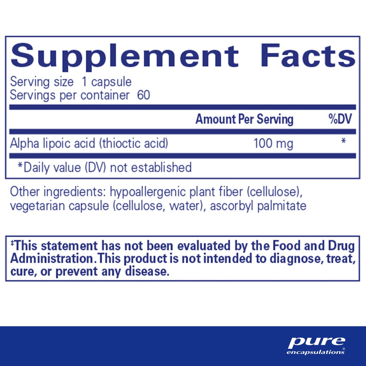 Alpha Lipoic Acid 100 mg.